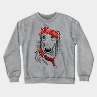 Greyhound Lover Gift - Greyhound Dog Bandana Crewneck Sweatshirt